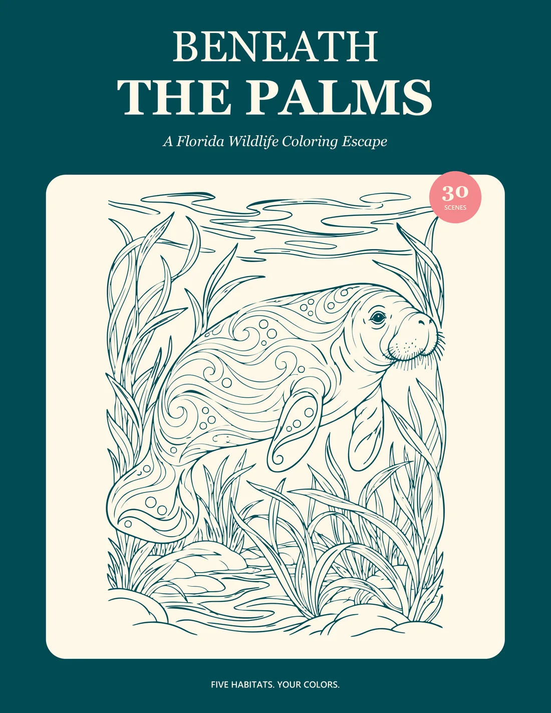 Beneath the Palms cover: a Florida manatee in spring water