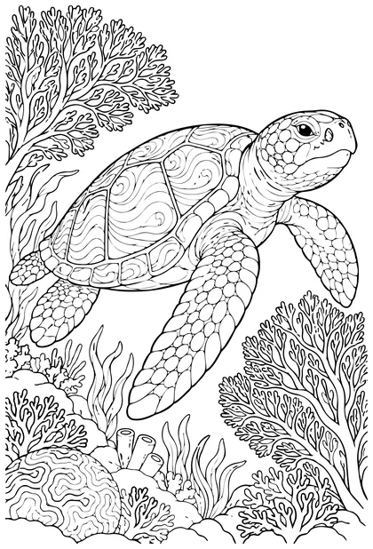 Loggerhead sea turtle coloring page