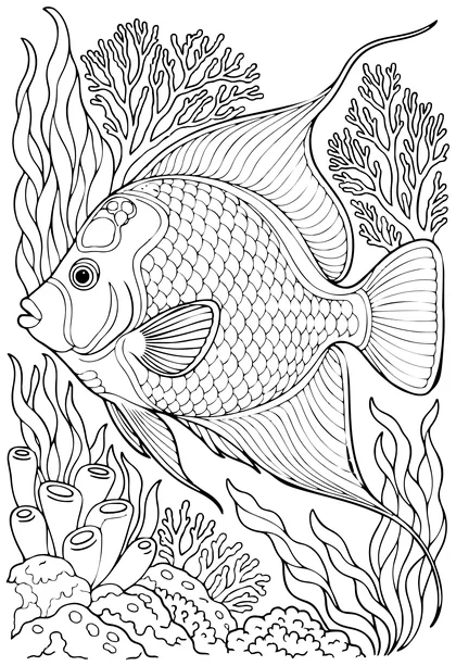 Queen angelfish coloring page