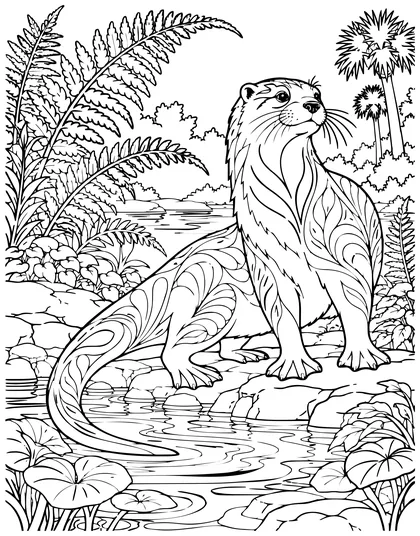 North American river otter coloring page